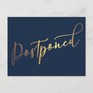 Einfache elegante Navy- und Gold-Verzögerungsankün Postkarte