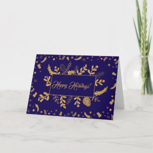 Einfache elegante navyblaue Frohe Feiertage Karte