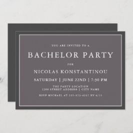 Einfache, elegante, neutrale dunkelgraue Bachelor- Einladung