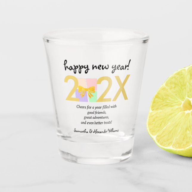 Einfache Elegante New Year's Eve Party Geschenkbox Schnapsglas (Vorderseite)