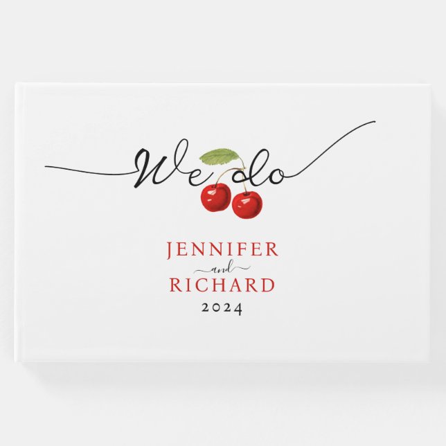 Einfache, elegante Niedliche und rote Kirschen Gästebuch (Vorderseite)