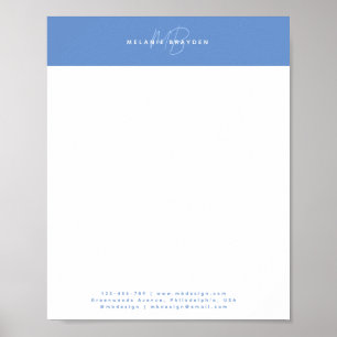 Einfache elegante Pastel Blue Minimalistisch Two M Poster