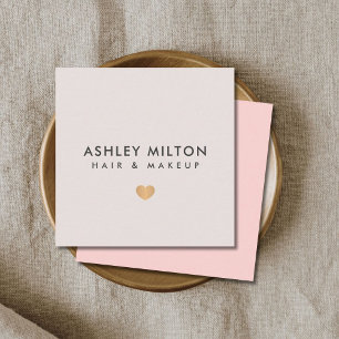 Einfache Elegante Pastel Imitate Gold Herzlichkeit Quadratische Visitenkarte