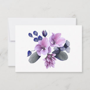 Einfache Elegante Pastel Lavender Floral Flat Mitteilungskarte