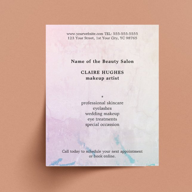 Einfache Elegante Pastel Makeup Artist Flyer (Von Creator hochgeladen)