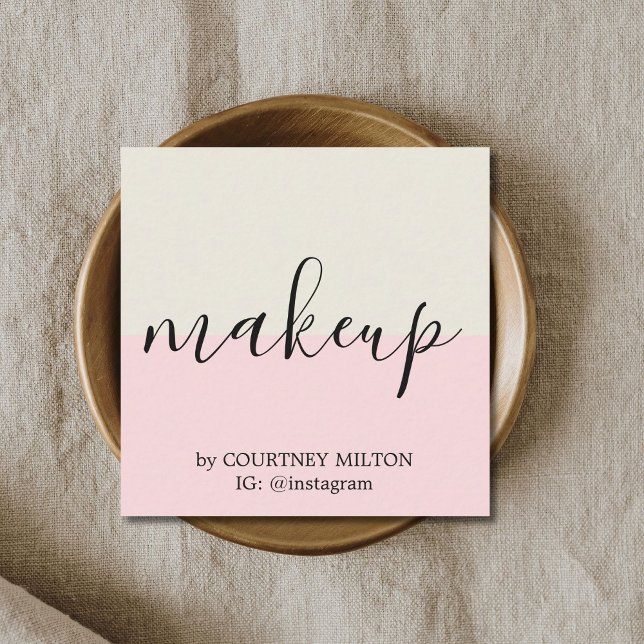 Einfache Elegante Pastel Makeup Artist Quadratische Visitenkarte (Von Creator hochgeladen)