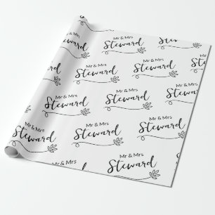 Einfache, elegante Personalisierte Hochzeit Geschenkpapier