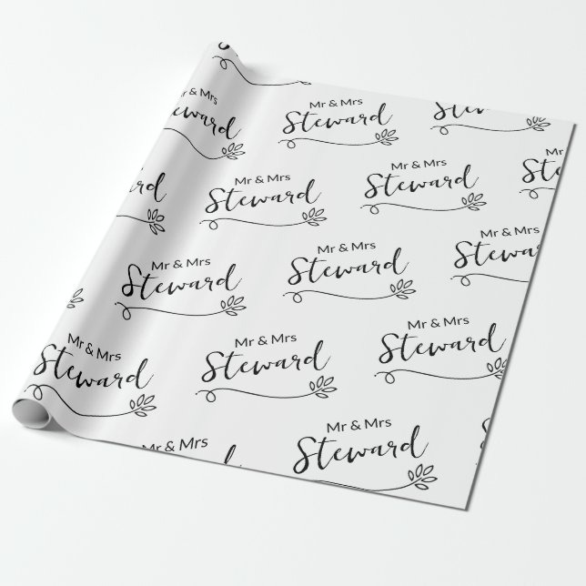 Einfache, elegante Personalisierte Hochzeit Geschenkpapier (Ungerollt)