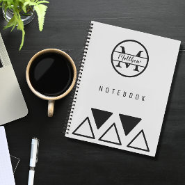 Einfache Elegante Personalisierte Monogram Silver  Notizbuch