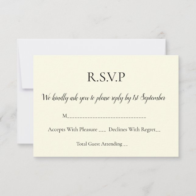 Einfache Elegante Personalisierte UAWG-Einschließk RSVP Karte (Vorderseite)