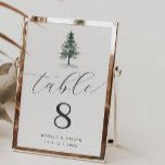 Einfache Elegante Pine Tree Hochzeit Tischnummer<br><div class="desc">Einfache,  elegante Pine Tree Hochzeit Tischnummer mit Kalligraphie.</div>