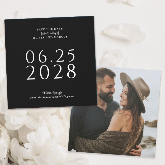 Einfache Elegante Platz Save the Date mit Foto (Von Creator hochgeladen)
