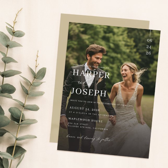 Einfache Elegante QR Code Foto Hochzeit Einladung (Von Creator hochgeladen)