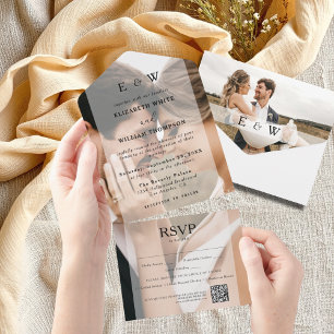 Einfache Elegante QR Code UAWG Overlay-Hochzeit All In One Einladung
