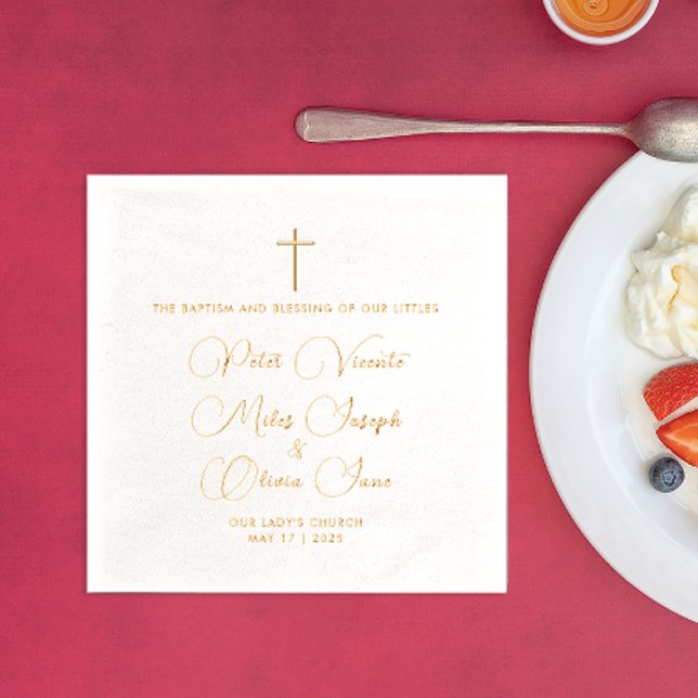 Einfache elegante religiöse Glaubenstriplets Taufe Servietten Mit Folie (Von Creator hochgeladen)