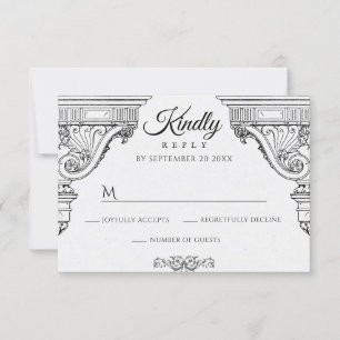 Einfache elegante Renaissance-Architektur RSVP Karte
