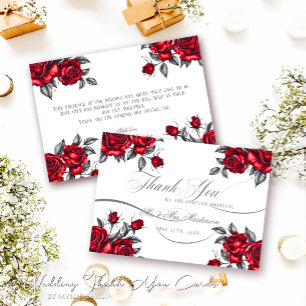 Einfache Elegante Romantische Rose Blumenhochzeit Dankeskarte