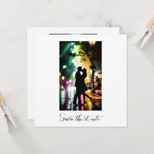 Einfache elegante romantische Text-Foto-Schwarz-Sc Einladung