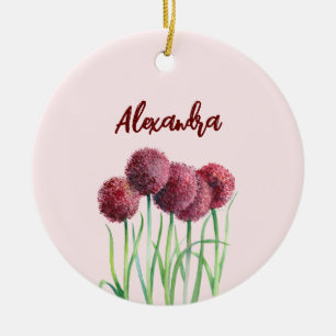 Einfache Elegante Rosa Blume Wasserfarben Keramik Ornament
