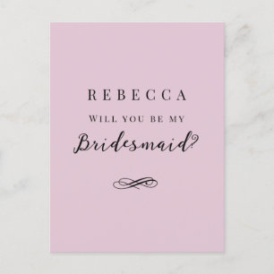 Einfache, elegante rosa Bridesmaid-Vorlage Postkarte