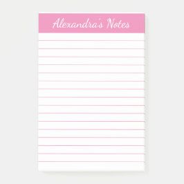 Einfache elegante rosa Chic Script Personalisiert Post-it Klebezettel