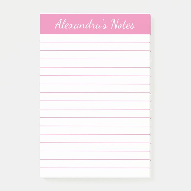 Einfache elegante rosa Chic Script Personalisiert Post-it Klebezettel (Vorderseite)
