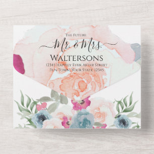 Einfache Elegante Rosa Fushia Rosa All In One Einladung