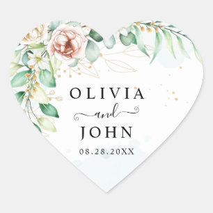 Einfache elegante, rosa geometrische Blumengrün Herz-Aufkleber