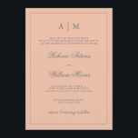 Einfache, elegante, rosa Hochzeitsfeier Einladung<br><div class="desc">Diese stilvolle Hochzeitseinladung besticht durch einen trendigen Schatten in Rosa und einen grauen Rahmen und Text. Sie können die Spitze mit Ihren Initialen personalisieren.</div>