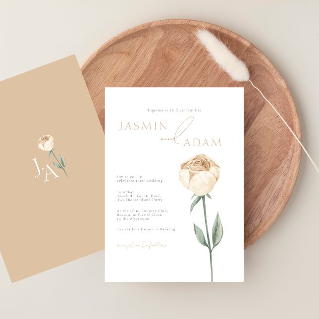 Einfache, elegante Rosa Rose Blumenhochzeit Einladung (Simple Elegant Blush Pink Rose Floral Wedding Invitation)