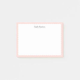 Einfache, elegante rosa Scallopie-Grenze Polka Dot Post-it Klebezettel