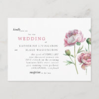 Einfache elegante rosa Stiel-Postkarten-Hochzeit