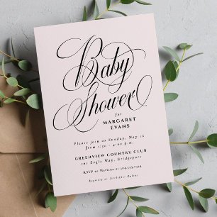 Einfache elegante rosafarbene Babyparty Einladung