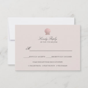 Einfache Elegante Rose Gold Foil Seashell Menüopti RSVP Karte
