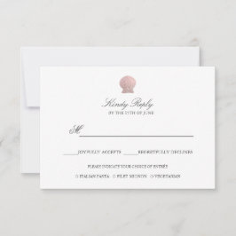 Einfache Elegante Rose Gold Foil Seashell Menüopti RSVP Karte