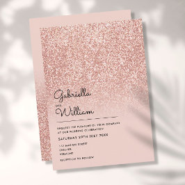 Einfache Elegante Rose Gold Glitzer Hochzeit Einladung