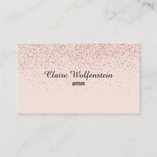 Einfache Elegante Rose Gold Glitzer Script Visitenkarte (Vorderseite)