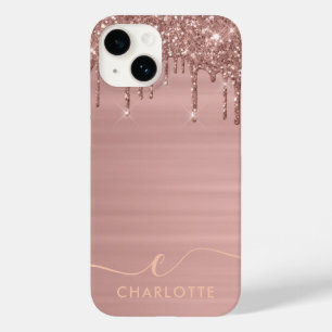 Einfache Elegante Rose Gold Glitzer Tropfen Indivi Case-Mate iPhone 14 Hülle