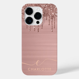 Einfache Elegante Rose Gold Glitzer Tropfen Indivi Case-Mate iPhone 14 Pro Hülle