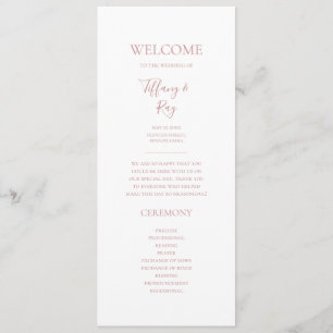 Einfache Elegante Rose Gold-Hochzeit-Programm Programm