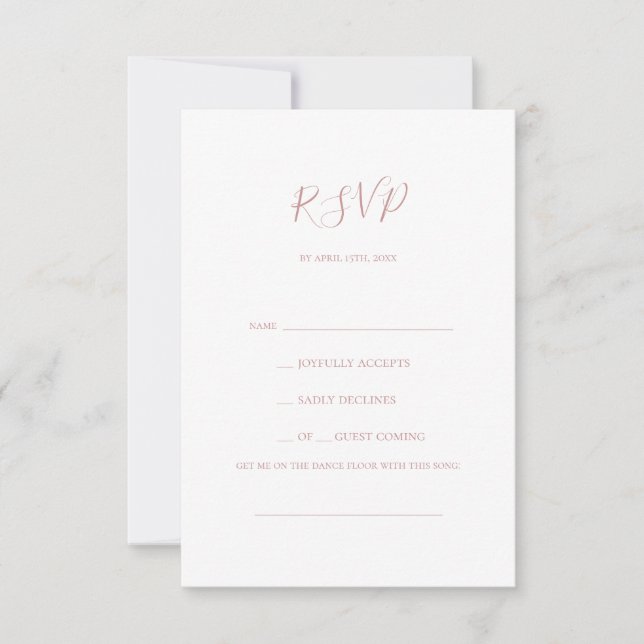 Einfache Elegante Rose Gold Song Request RSVP Card Karte (Vorderseite)