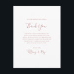 Einfache Elegante Rose Gold Vielen Dank Empfang Ca Postkarte<br><div class="desc">Diese schlichte Rose Gold danke Ihnen Empfang-Karte ist perfekt für Ihre klassische moderne minimalistische Rose Gold Hochzeit. Das Design besticht durch einen klassisch Vintagen minimalchischen zeitgenössischen Goldene Schriftart und eine romantische formale Kalligraphie. Es eignet sich hervorragend für Hochzeiten im Frühling, Sommer, Herbst oder Winter. Behalt es so, wie es ist,...</div>