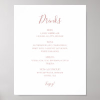 Einfache Elegante Rose Gold Wedding Drinks Menü Si