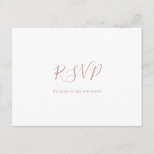 Einfache elegante Rose Gold Wedding RSVP Postkarte