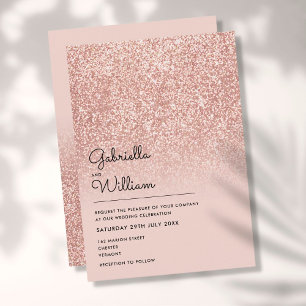 Einfache Elegante Roségold Glitter Hochzeit Einladung