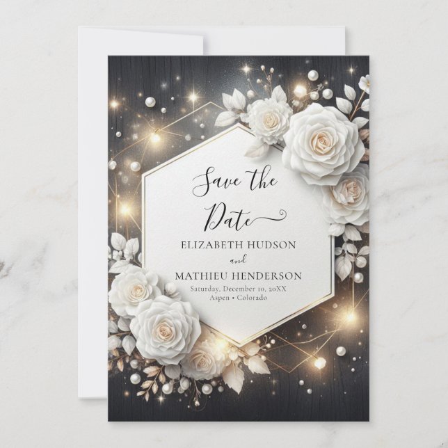 Einfache, elegante Rosenhochzeit Save The Date (Vorderseite)