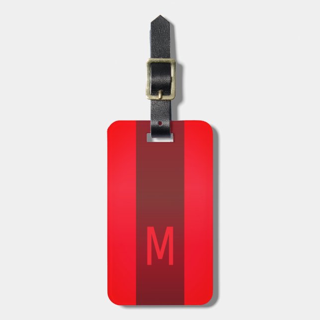 Einfache elegante Rot-Maroon-Metal-mit Monogramm B Gepäckanhänger (Vorderseite vertikal)
