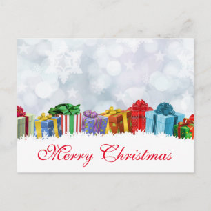 Einfache Elegante Rote Dekoration Schnee Frohe Wei Feiertagspostkarte