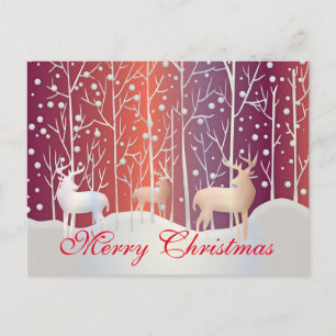 Einfache Elegante Rote Dekoration Schnee Frohe Wei Feiertagspostkarte
