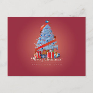 Einfache Elegante Rote Dekoration Schnee Frohe Wei Feiertagspostkarte